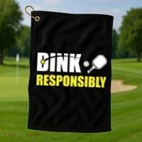 Funny Pickleball Team Clothing Dink Responsibly Golf Towel thumb 1