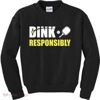 Funny Pickleball Team Clothing Dink Responsibly Kids Sweatshirt thumb 0
