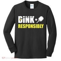 Funny Pickleball Team Clothing Dink Responsibly Kids Long Sleeve Shirt thumb 0