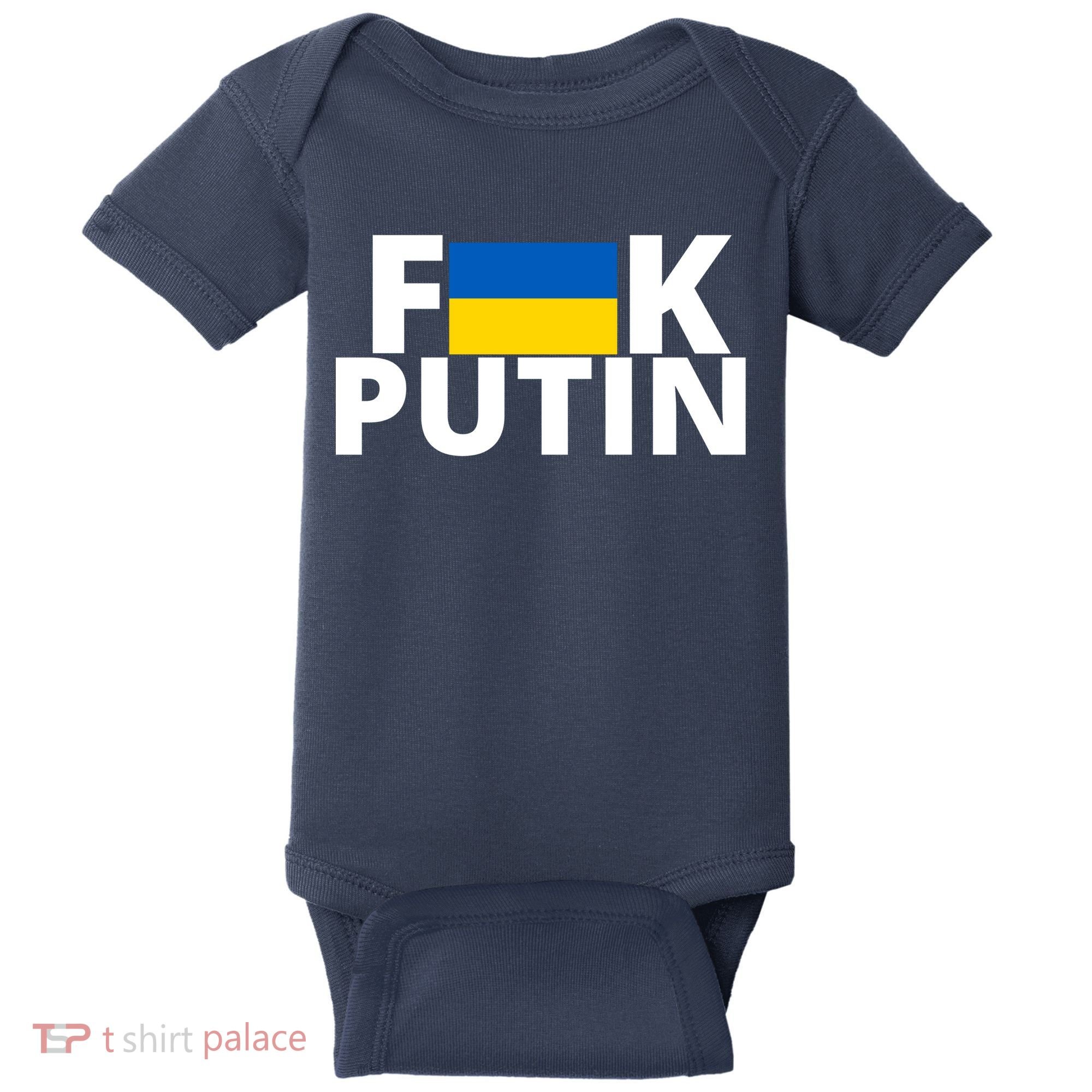 Fuck Putin Ukraine Flag Baby Bodysuit
