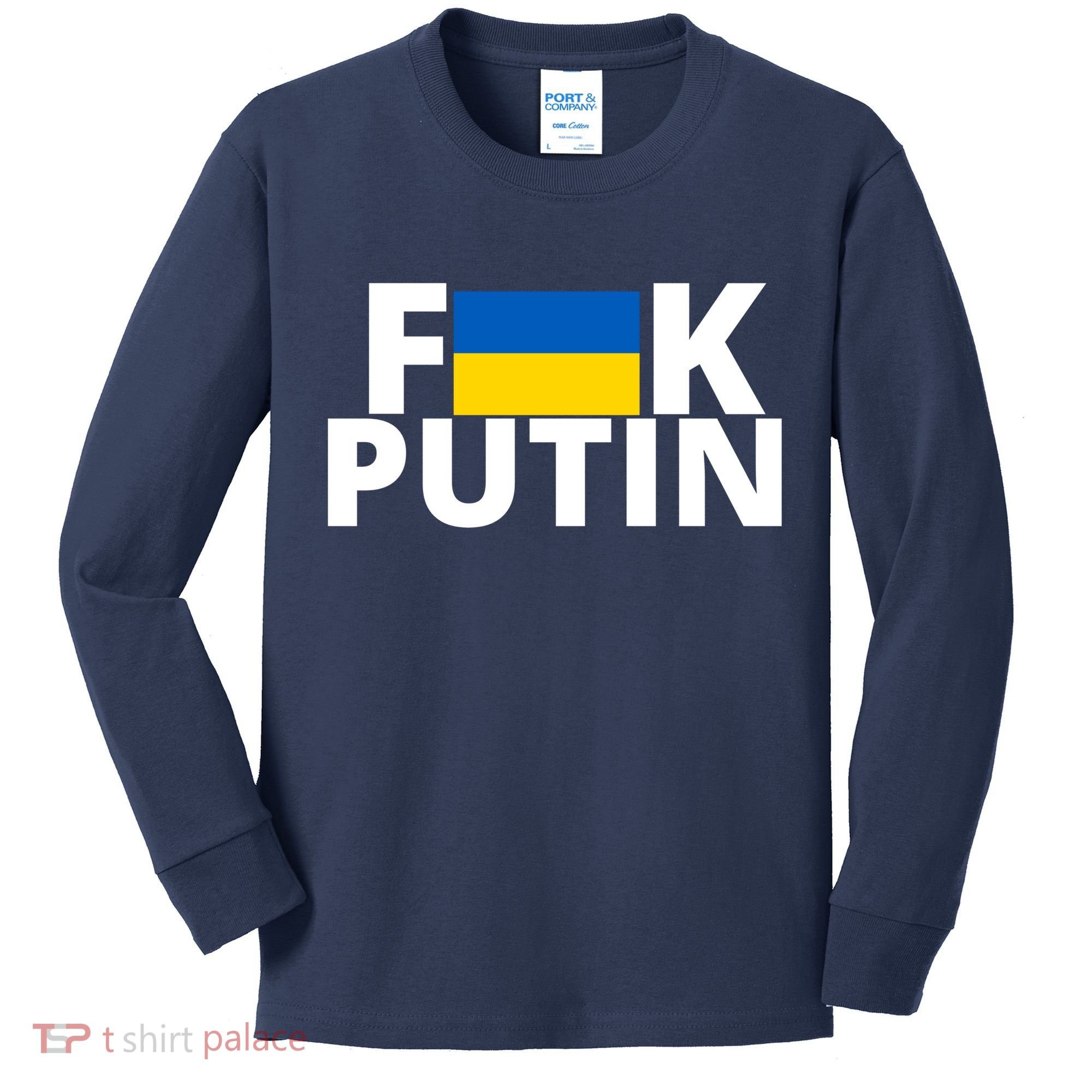 Fuck Putin Ukraine Flag Kids Long Sleeve Shirt