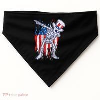 Funny Patriotic USA American Flag Dabbing Skeleton USA-Made Doggie Bandana thumb 0