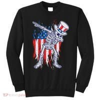 Funny Patriotic USA American Flag Dabbing Skeleton Sweatshirt thumb 0