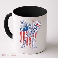 Funny Patriotic USA American Flag Dabbing Skeleton Coffee Mug thumb 0
