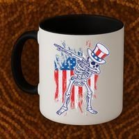 Funny Patriotic USA American Flag Dabbing Skeleton Coffee Mug thumb 2
