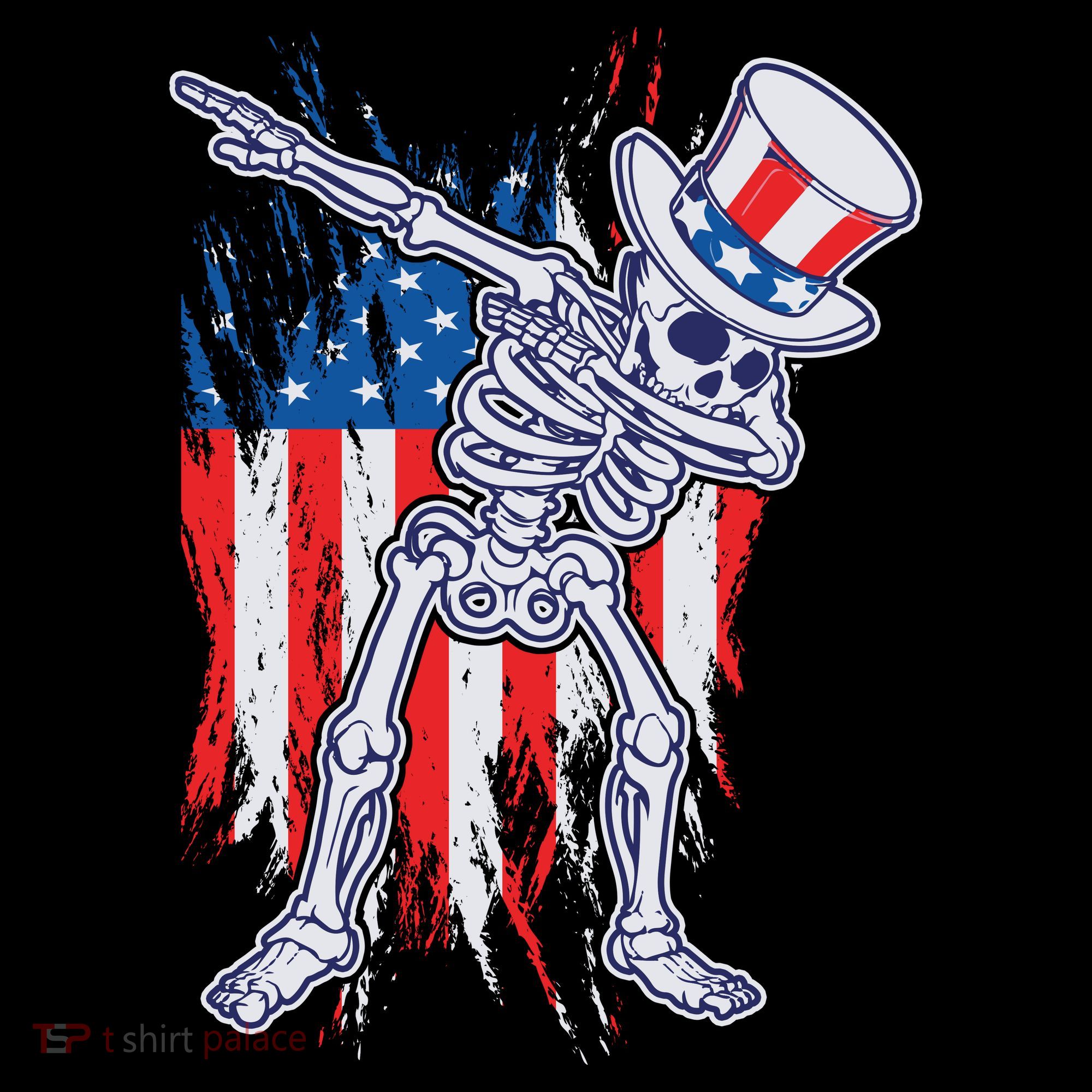 Funny Patriotic USA American Flag Dabbing Skeleton Coffee Mug