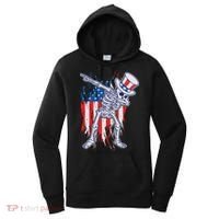 Funny Patriotic USA American Flag Dabbing Skeleton Women's Hoodie thumb 0