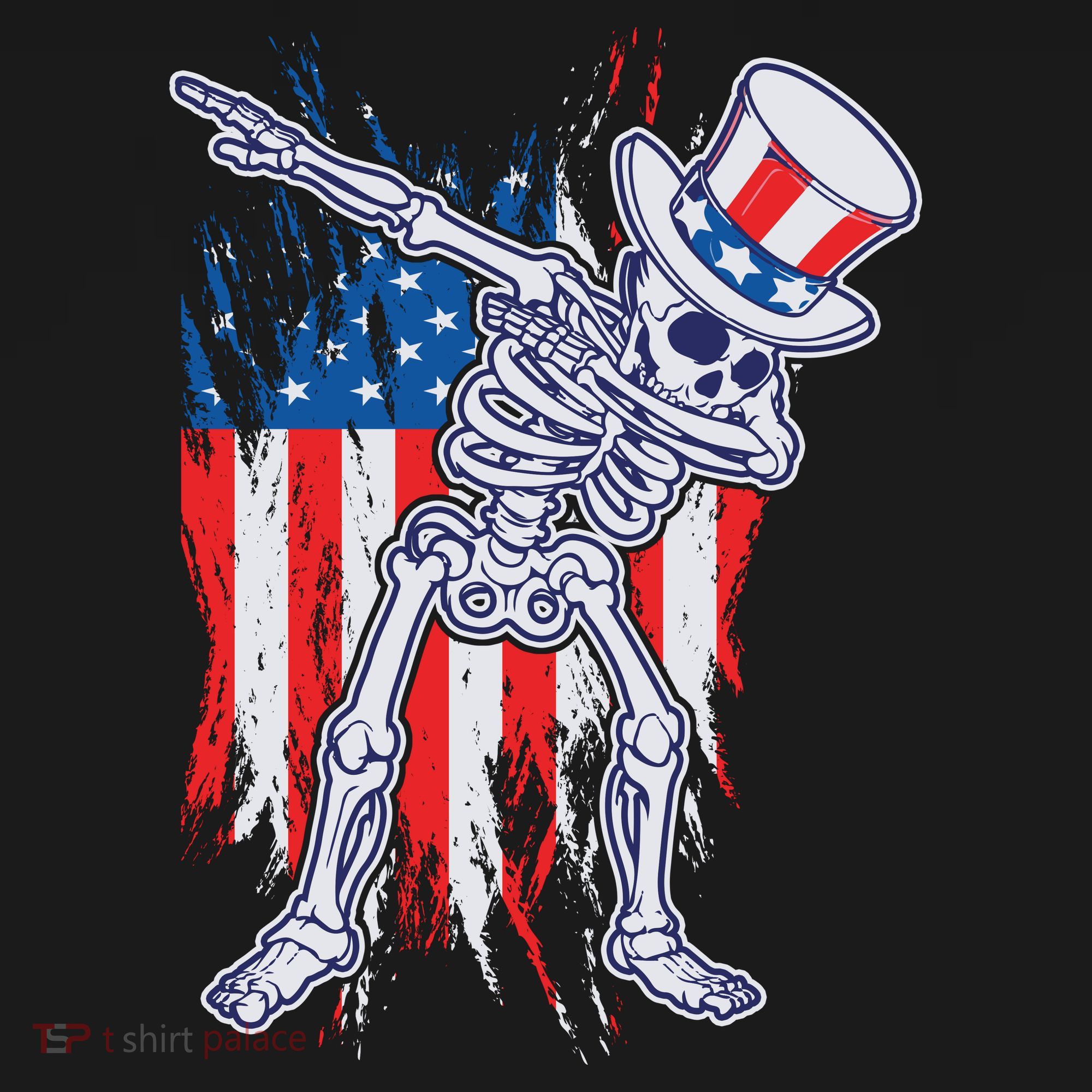 Funny Patriotic USA American Flag Dabbing Skeleton Women's Hoodie