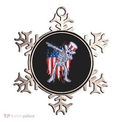 Funny Patriotic USA American Flag Dabbing Skeleton Ornament