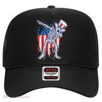 Funny Patriotic USA American Flag Dabbing Skeleton Hat thumb 0