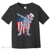 Funny Patriotic USA American Flag Dabbing Skeleton Toddler T-Shirt thumb 0