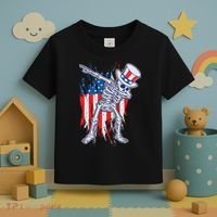 Funny Patriotic USA American Flag Dabbing Skeleton Toddler T-Shirt thumb 3