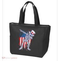 Funny Patriotic USA American Flag Dabbing Skeleton Tote Bag thumb 3