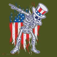 Funny Patriotic USA American Flag Dabbing Skeleton Kids Hoodie thumb 2