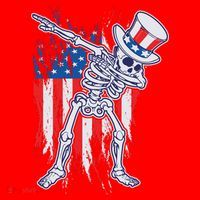 Funny Patriotic USA American Flag Dabbing Skeleton Santa Hat thumb 1