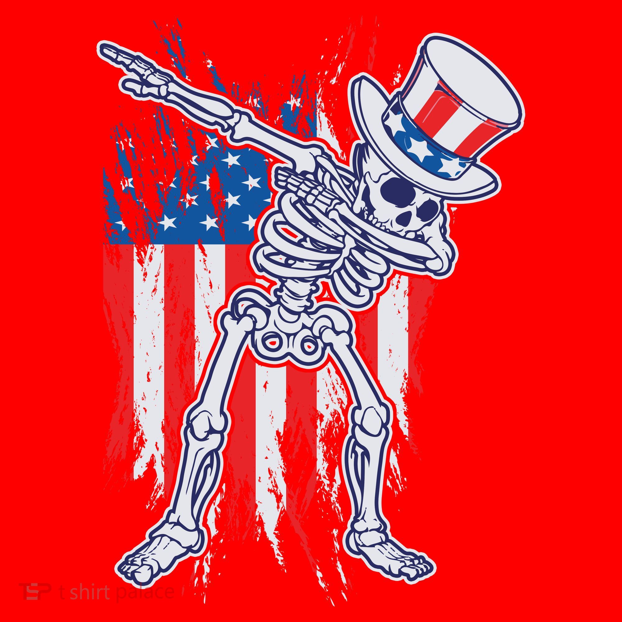 Funny Patriotic USA American Flag Dabbing Skeleton Santa Hat