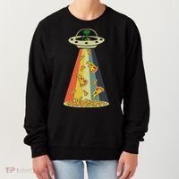 Funny Pizza Ufo Alien Eating Pizza A Ufo Extraterrestrial Women's Sweatshirt thumb 0