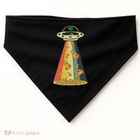Funny Pizza Ufo Alien Eating Pizza A Ufo Extraterrestrial USA-Made Doggie Bandana thumb 0