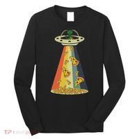 Funny Pizza Ufo Alien Eating Pizza A Ufo Extraterrestrial Long Sleeve Shirt thumb 0
