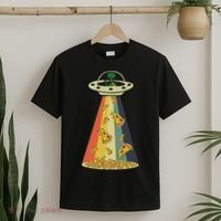 Funny Pizza Ufo Alien Eating Pizza A Ufo Extraterrestrial T-Shirt thumb 2