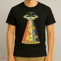 Funny Pizza Ufo Alien Eating Pizza A Ufo Extraterrestrial T-Shirt thumb 3