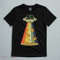 Funny Pizza Ufo Alien Eating Pizza A Ufo Extraterrestrial T-Shirt thumb 5