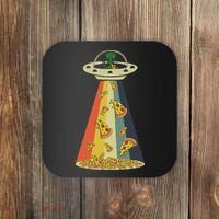 Funny Pizza Ufo Alien Eating Pizza A Ufo Extraterrestrial Coaster thumb 0