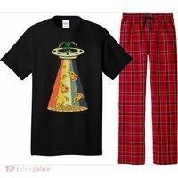 Funny Pizza Ufo Alien Eating Pizza A Ufo Extraterrestrial Pajama Set thumb 0