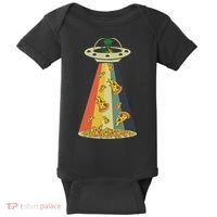 Funny Pizza Ufo Alien Eating Pizza A Ufo Extraterrestrial Baby Bodysuit thumb 0