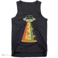Funny Pizza Ufo Alien Eating Pizza A Ufo Extraterrestrial Tank Top thumb 0