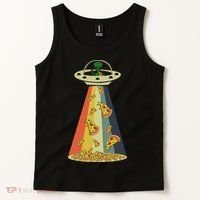 Funny Pizza Ufo Alien Eating Pizza A Ufo Extraterrestrial Tank Top thumb 2