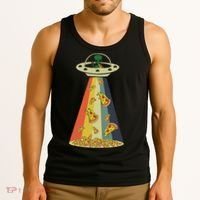 Funny Pizza Ufo Alien Eating Pizza A Ufo Extraterrestrial Tank Top thumb 3