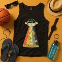 Funny Pizza Ufo Alien Eating Pizza A Ufo Extraterrestrial Tank Top thumb 4