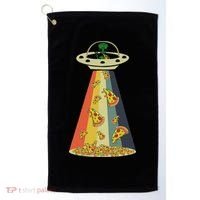 Funny Pizza Ufo Alien Eating Pizza A Ufo Extraterrestrial Golf Towel thumb 0