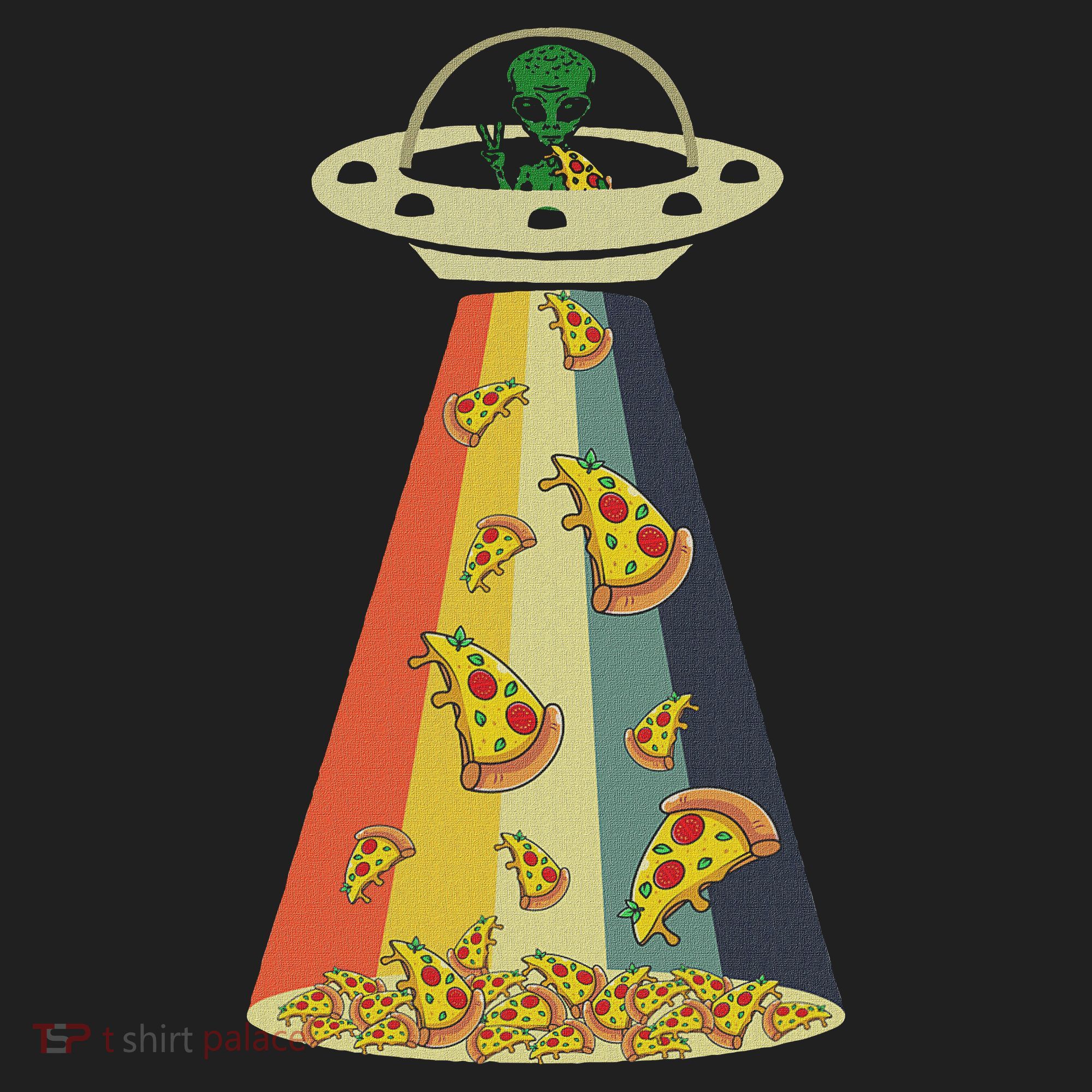 Funny Pizza Ufo Alien Eating Pizza A Ufo Extraterrestrial Golf Towel