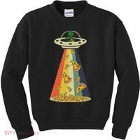 Funny Pizza Ufo Alien Eating Pizza A Ufo Extraterrestrial Kids Sweatshirt thumb 0