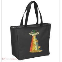 Funny Pizza Ufo Alien Eating Pizza A Ufo Extraterrestrial Tote Bag thumb 2