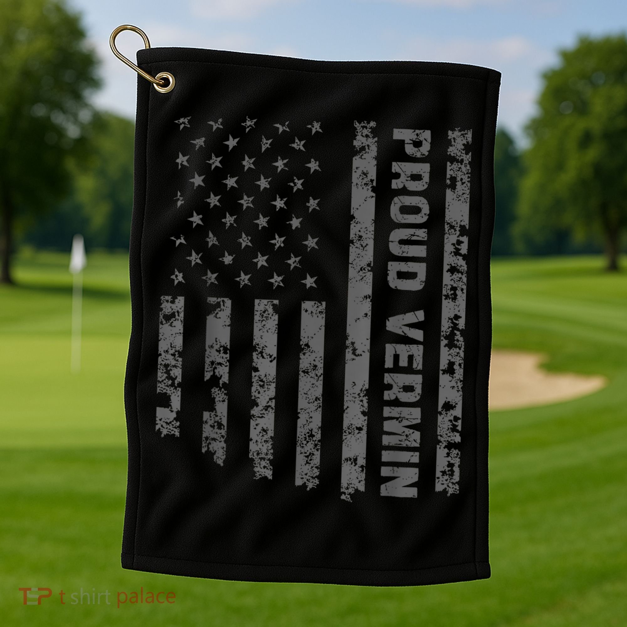 Funny Proud Vermin American Flag Golf Towel
