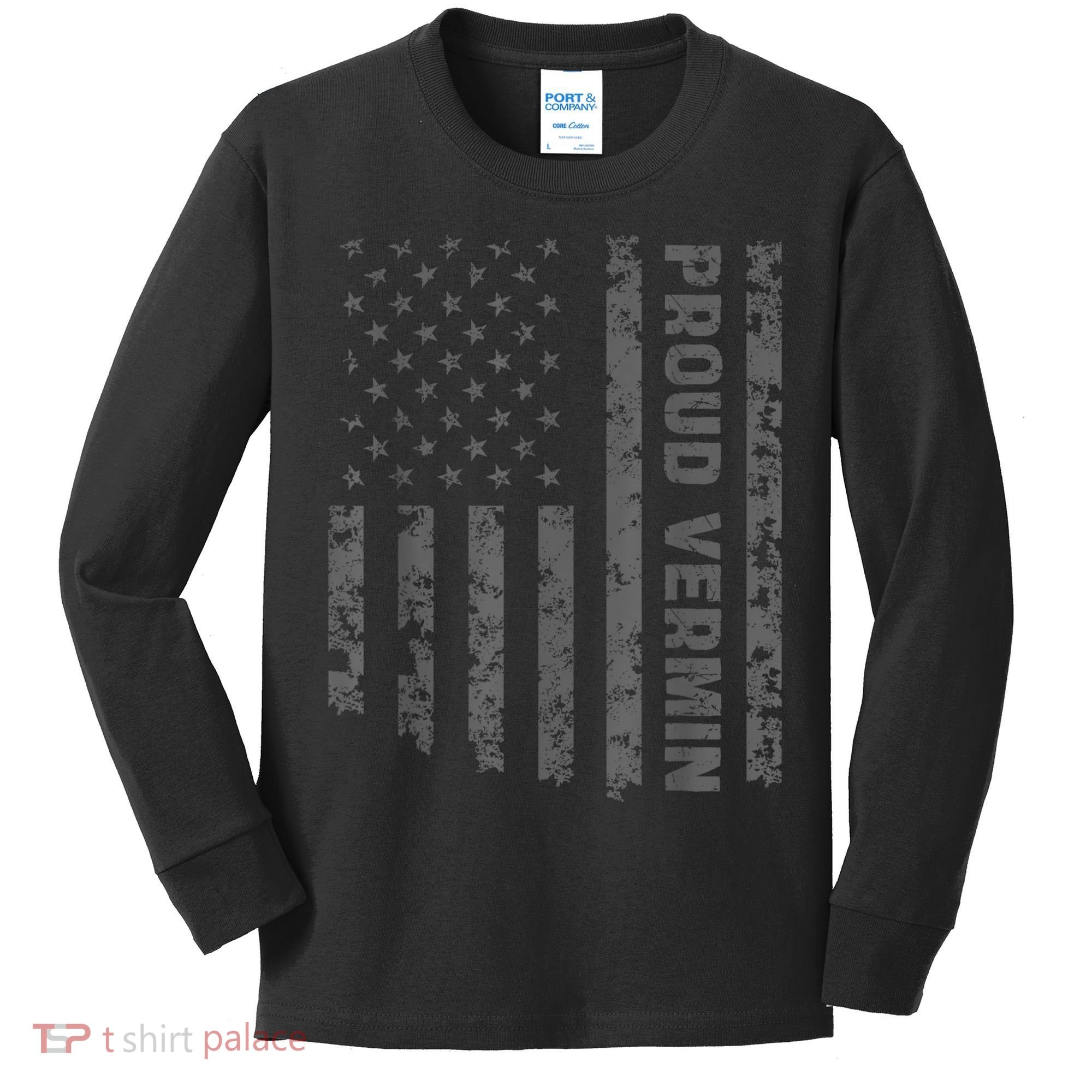 Funny Proud Vermin American Flag Kids Long Sleeve Shirt