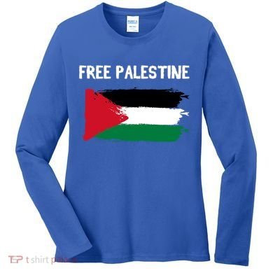 Free Palestine Vintage Distressed Palestinian Flag Gift Women's Long Sleeve Shirt