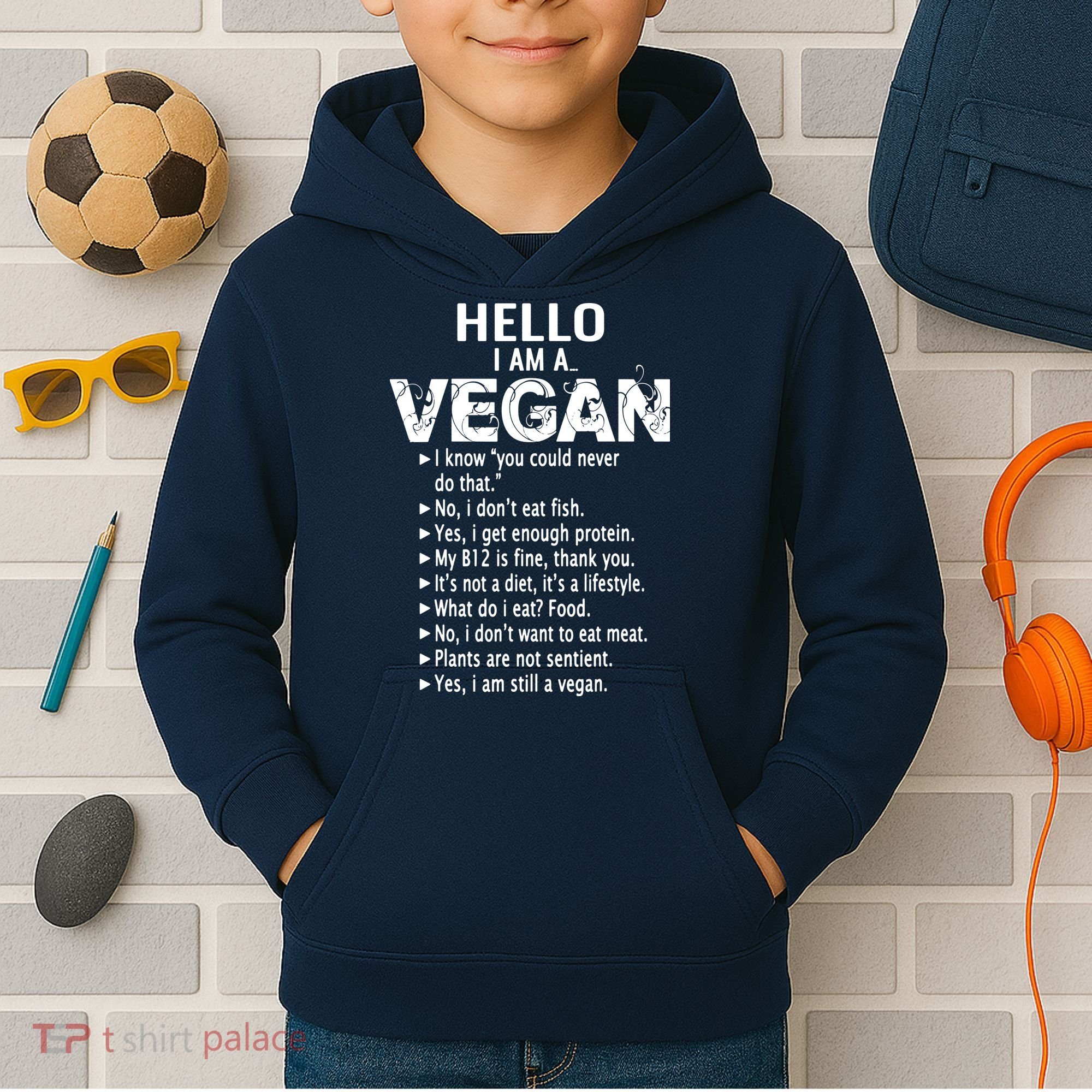 Funny Pro Vegan Activism Gym Athlete Gift Christmas Kids Hoodie
