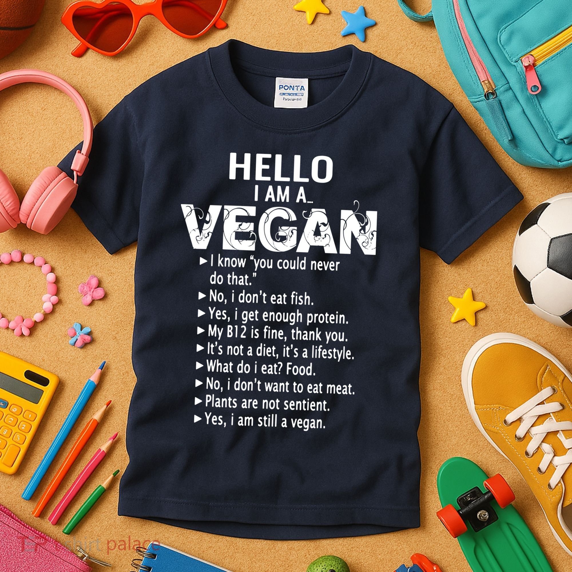 Funny Pro Vegan Activism Gym Athlete Gift Christmas Kids T-Shirt