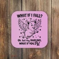 Flying Pig What If You Fly Motivational Quote Coaster thumb 0