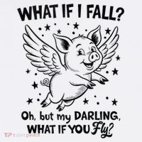 Flying Pig What If You Fly Motivational Quote Hat thumb 2