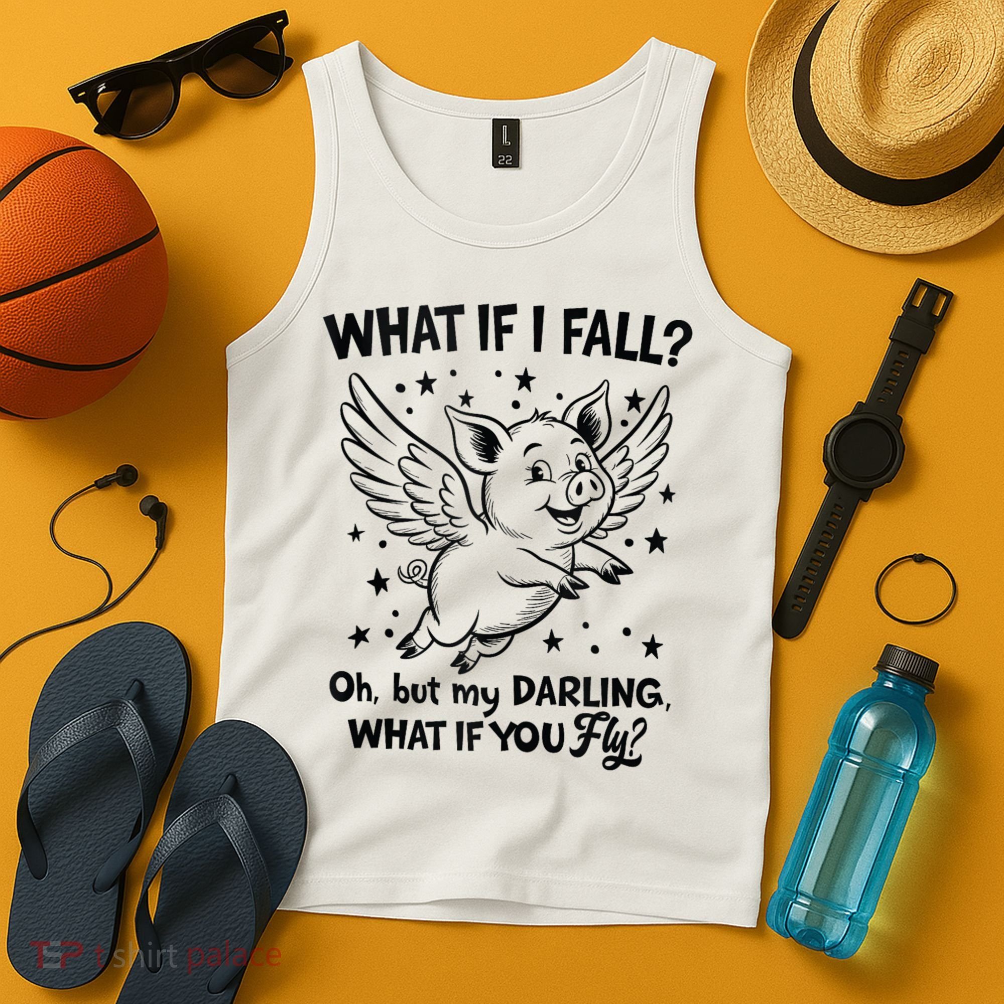 Flying Pig What If You Fly Motivational Quote Tank Top