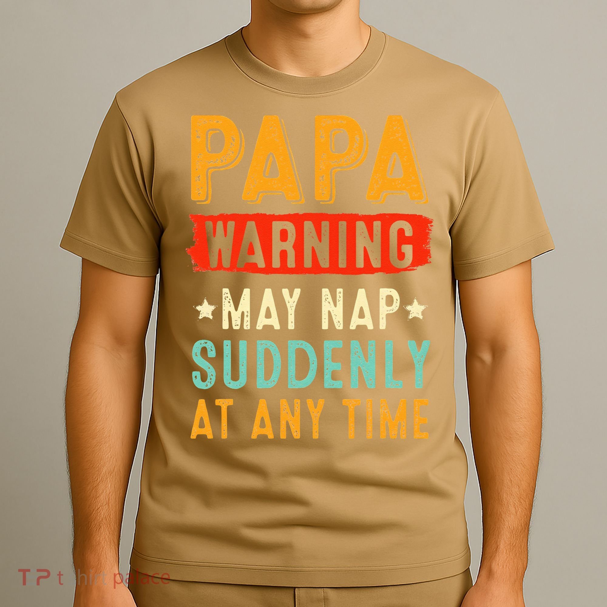 Funny Papa Warning May Nap Suddenly At Any Time Vintage Father Day T-Shirt