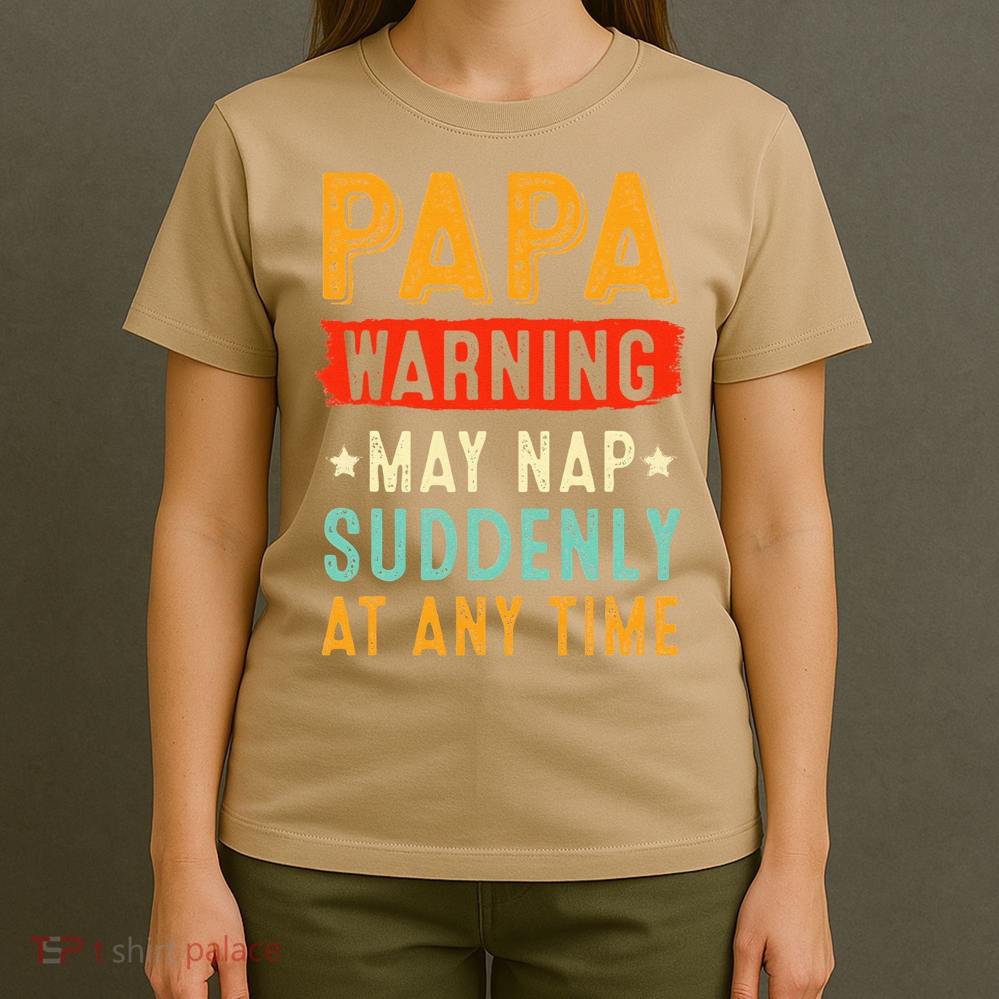 Funny Papa Warning May Nap Suddenly At Any Time Vintage Father Day T-Shirt