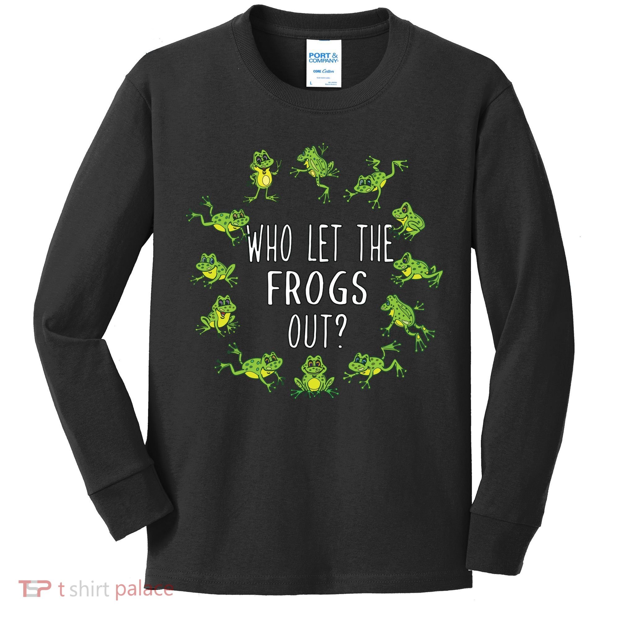 Funny Passover Who Let The Frogs Out Jewish Seder Kids Long Sleeve Shirt