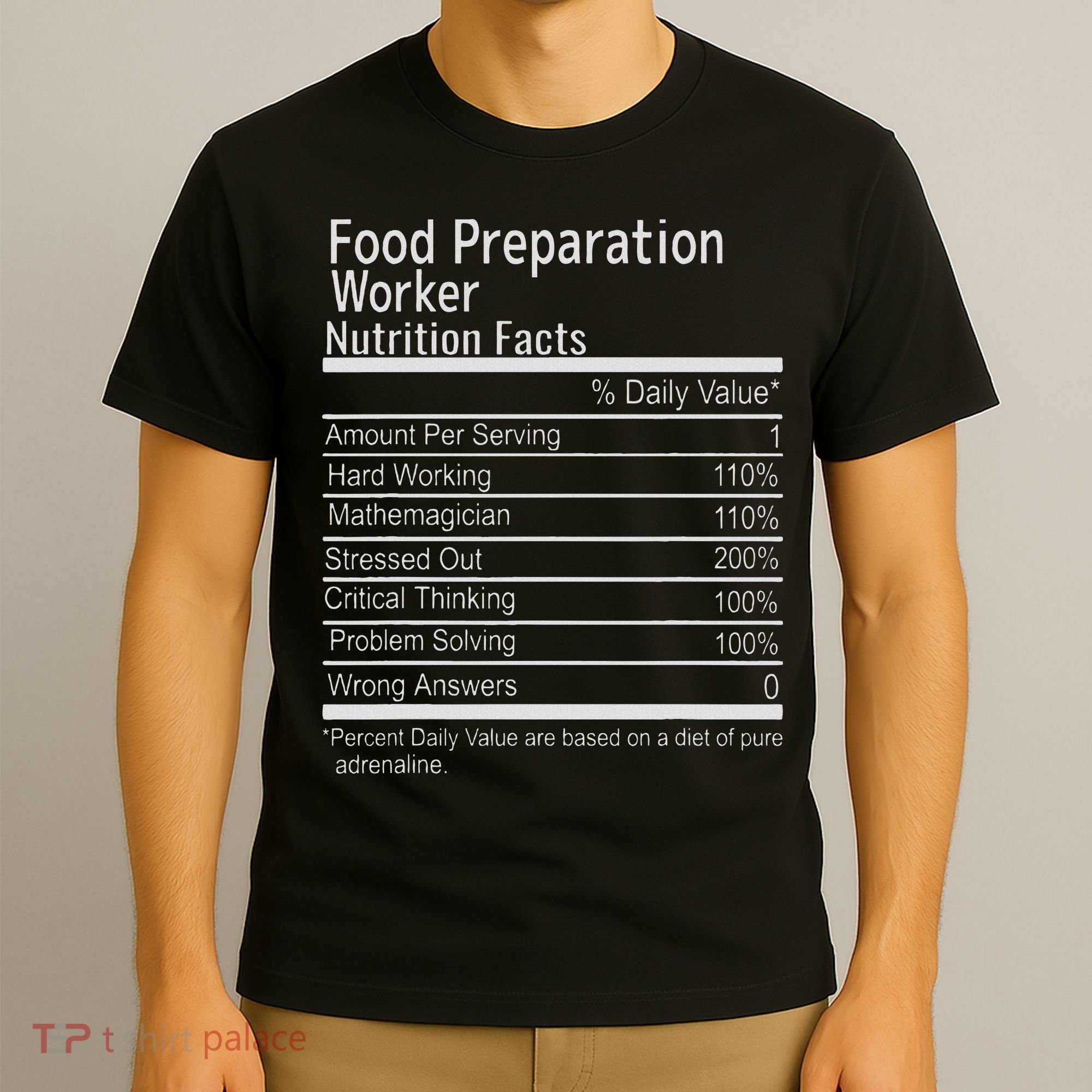 Food Preparation Worker Nutritional Facts Thanksgiving Xmas T-Shirt