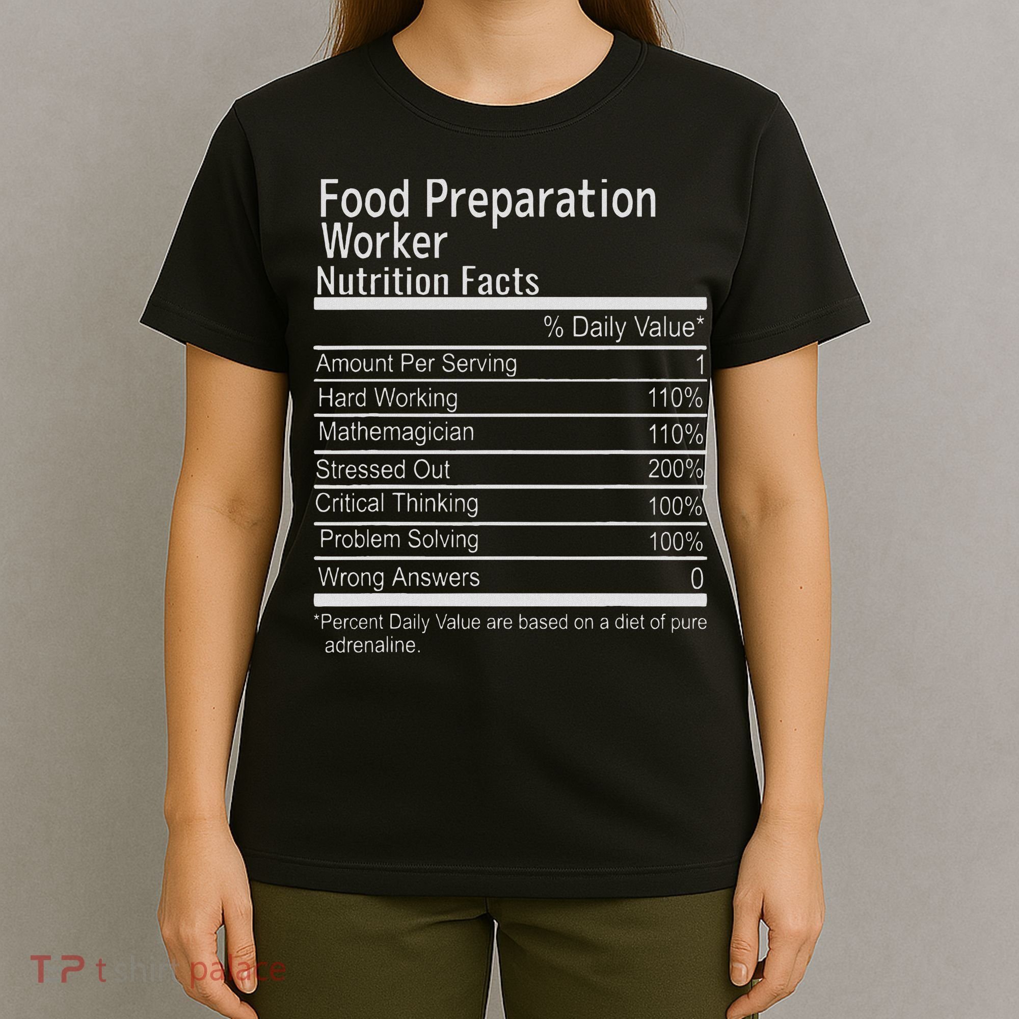 Food Preparation Worker Nutritional Facts Thanksgiving Xmas T-Shirt